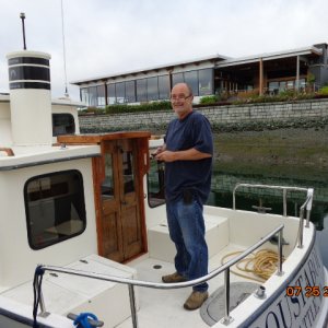 Media 'Bill aboard the new boat.' in album 'Bill, Robert & Ken at the Anacortes Airport Friday morning.'