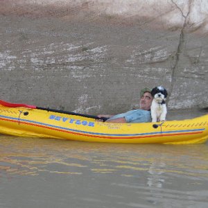 Pat and Baxter in "Yellow Peril" at Hansen Creek Canyon 9-15-09.Sized