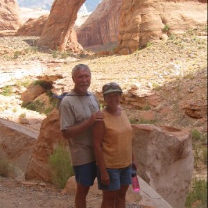 Russ and Toni on Trail to Rainbow Bridge 9-20-09.Sized