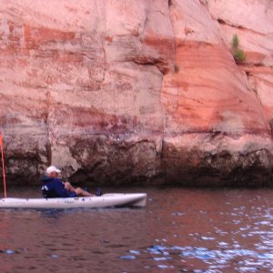 George in a pedal kayak