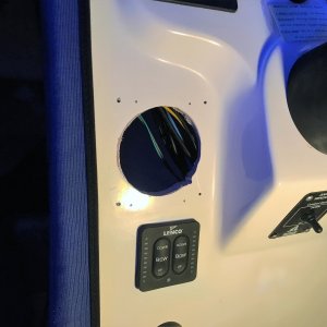 Hole in dash where I removed old RayMarine control head and will install new Garmin control head
