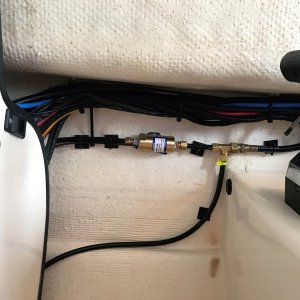 Media 'Shadow drive mounted on starboard side of helm.' in album 'Hole in dash where I removed old RayMarine control head and will install new Garmin control head'