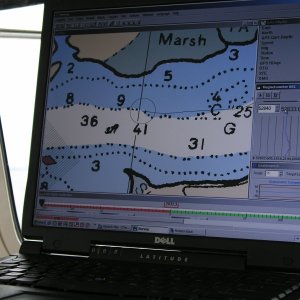 Survey screen - software is Hypack hydrographic survey program.
