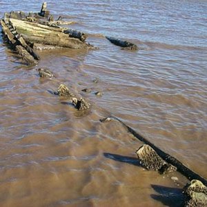Media 'Wreck on the Chester River, exposed by winter storm.' in album 'In the slip, loading for survey.'
