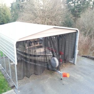 boat shelter with mesh tarp