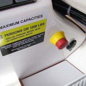 Capacity plate, autopilot emergency stop switch, and 12VDC outlet