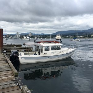 Media 'Motored over to the dock on Monday morning. Decided I liked it better on the buoy. And didn't stay here long.' in album 'Crossing Boundary Pass into Canadian waters August 18, after the Bellingham CBGT'