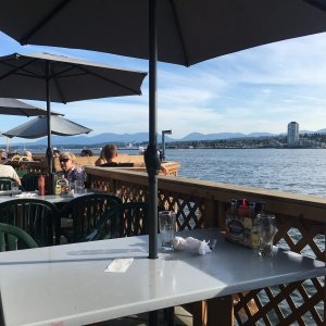 Dinner at the Dinghy Dock. Great food and with the exchange rate, actually very inexpensive compared to restaurants back home.