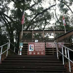 Stairs leading from the river to Adams Track, our northernmost anchorage. Only accessible by water or hiking in. Mile 80.