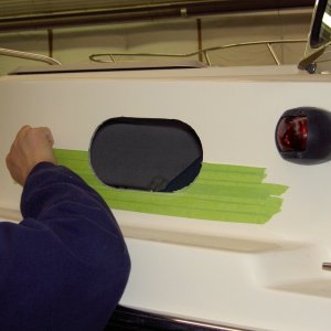 Media 'Big honkin' hole!  Removing the tape.' in album 'Porthole installation: How-to Project stolen/borrowed from Rollie on C-Batical!'