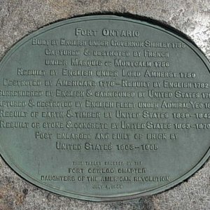 Media 'Plaque on entrance to Fort Owsego.  Pretty good summary of history.' in album 'Headed east, we spent our first night in a road side rest in Lolo Nat Forest.  We were greeted by the sun and a horse group setting out on a trail.  Good way to start a boat journey.'
