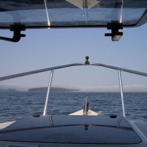 (Hunkydory) Heading toward Cape Fenshaw, Fredrick Sound & fog