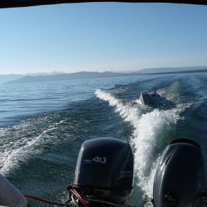 Towing the tandem kayak