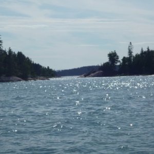 Looking out the back of the boat at the way we came in waiting for high tide tomorrow at 1:00 pm. Beautiful here with lots of meteor showers, even phosphorescence in the water at night, seals and ospreys around.