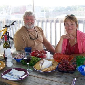 Ray & Paula from Island Trade enjoying the priced right lobstah!