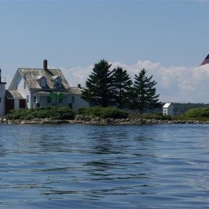 Calm waters around Blue Hill Bay lighthouse.
