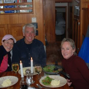Media 'Dinner aboard Tootsie Too in Elfin Cove' in album 'Hunky Dory and Tootsie Cat in Hoonah. This photo highjacked from Jay.'