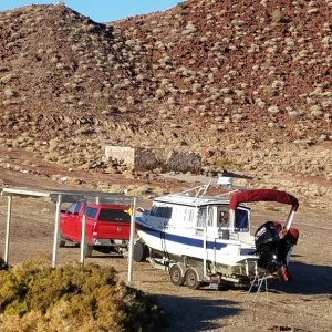 Our camp at Papa Fernandez\'s from the beach dune.