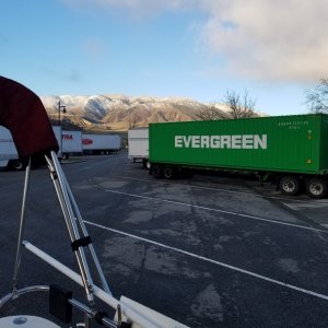 Peeking out our door 7:30 this morning at the Tejon pass rest stop. 70s yesterday morning in Gonzaga bay...what a shock and we are not set up for the cold, mid 30s last night and summer bags to sleep in, our little propane heater is buried in the truck and not going to dig it out in the sleet last night! On to our Monterey slip today then going to hide out on the ranch. It was an intense week getting out of La Paz and through the semi closed US border. And I hate semis, blind corners, 13 hour drives and 9' lanes!