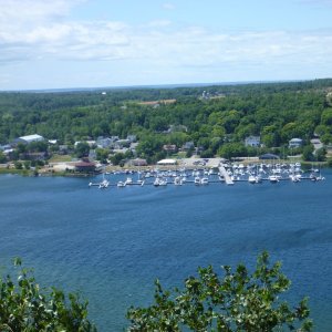 Media 'P1020470 An overlook looking over at Gore Bay on the North Channel' in album 'P1020216 The start of the trip. We trailered to Trenton Ontario and then got a rental car and put the truck and trailer in Port Severn, the other end'