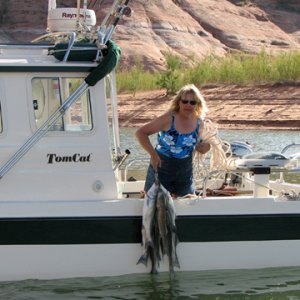 Joan showing the catch