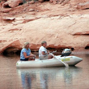 Joan and Dixie fishing in Forgotten Canyon