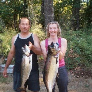 Cynthia with a 32# King (Hatchery...)