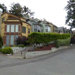 Cycling the island counter-clockwise, first stop, Roche Harbor and some new-ish townhomes or resort houses.