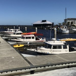 A small group at the Sanford public docks