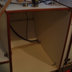 Project #4, Installing a Tundra refrigerator in this under-helm location.