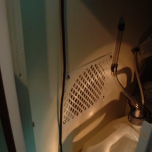 Ventilation for the refrigerator. 50 in. Sq. minimum required.  This is a 4 1/2 inch hole located under the sink.