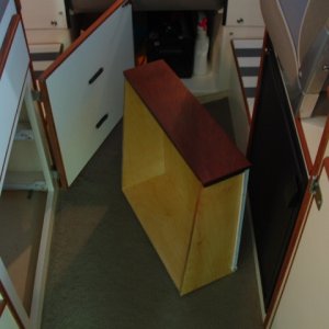 There was room for two drawers (depth was about 6" front to 8 1/2" rear).
