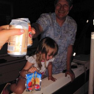 Toasting the successful trailer parking in the tight driveway!