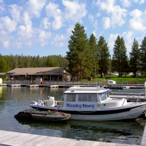 docked at Bridge Bay Marina Yellowstone Lake