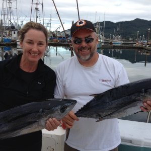 Two friends with their tuna.