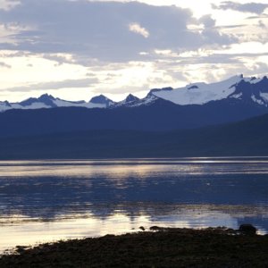 Petersburg, Frederick Sound and the Devil's Thumb from Hungry Point