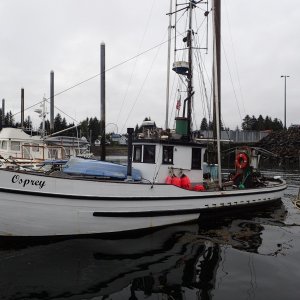 May of 2021 P5230063 - Osprey repainted white. Still a working boat at 103 years old.