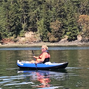 Rosanne on her Kayak