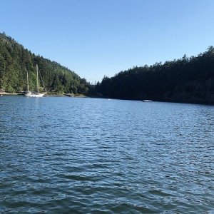 Anchored in Boot Cove, Saturna Island