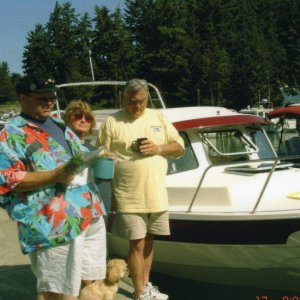 (Ruth/Joe): Christening of DAYDREAM - Patty, Pat & Oscar with Jim (Laurna Jo).