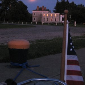 moon rise at Guy Park , lock 11 terminal wall