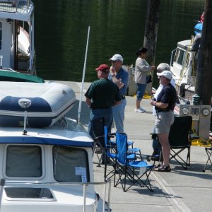 Roger, Barry, Fred and Dan watching the entertainment of docking at Langley.