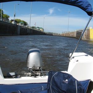 Leaving lock and dam