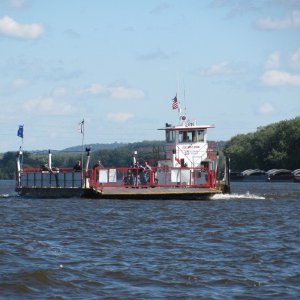 Motorcycles crossing on the Mississippi car ferry