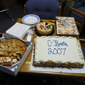 Saturday's pot luck - it looks like Joe got into Ruth's Apple Pie a little early