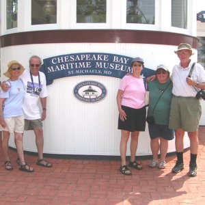 (Pat Anderson) Bill and El on left, Penny, George and Patty on right, at Chesapeake Bay Maritime Museum