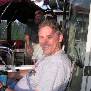 Alan Olson in cockpit at Von Donop Inlet 6-11-06