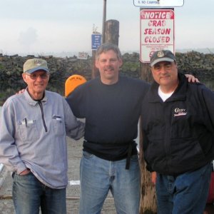 Dave and Alan Olson and Pat Anderson onf dock at Blaine 6-11-06