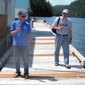 Dave and Alan Olson on float at Sullivan Bay 6-12-06