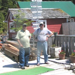 Pat Anderson and Alan Olson on float at Sullivan Bay 6-12-06